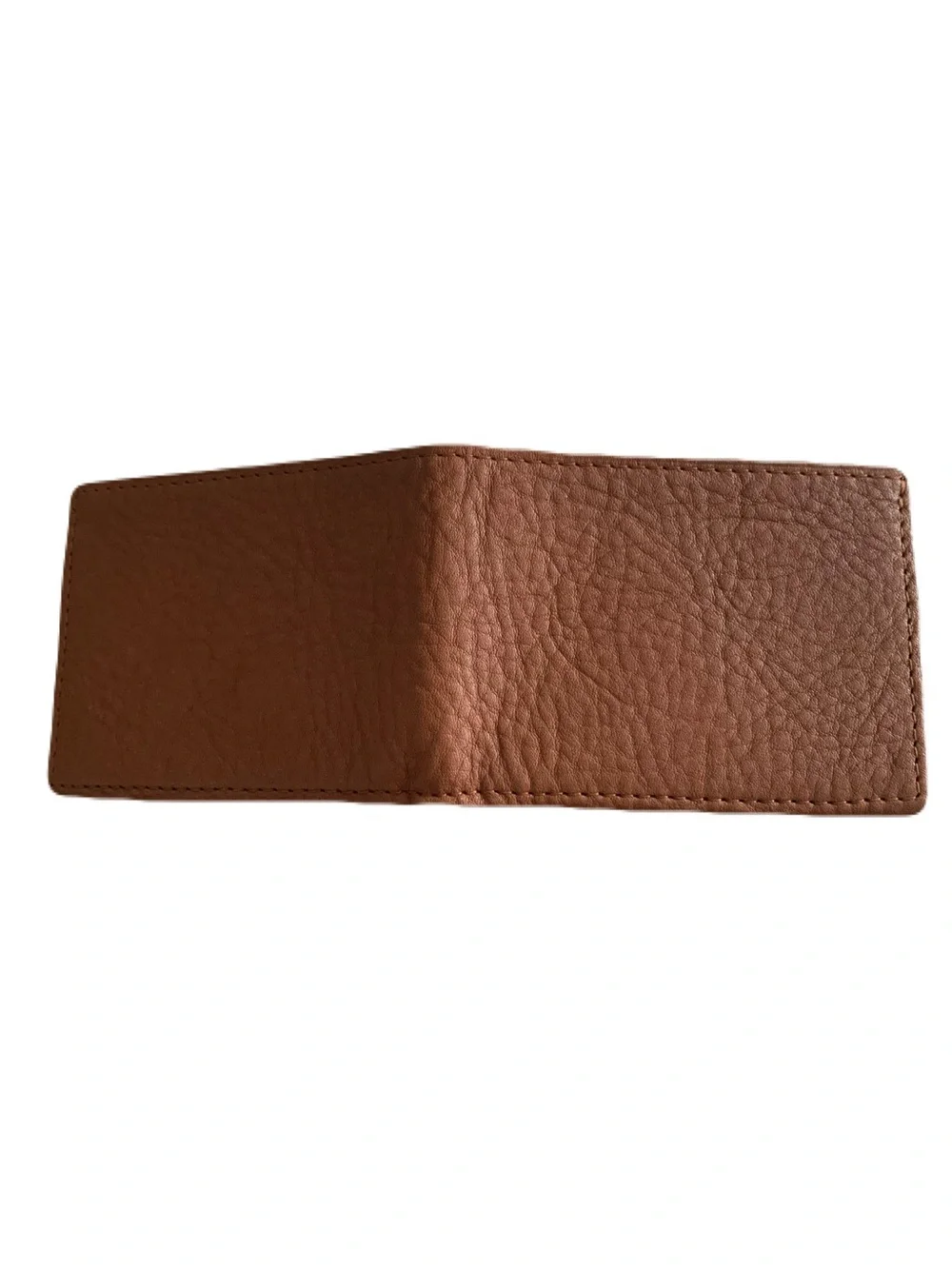 Men's Casual Tan Brown Textured Genuine Bison Leather Bifold Wallet Handcrafted